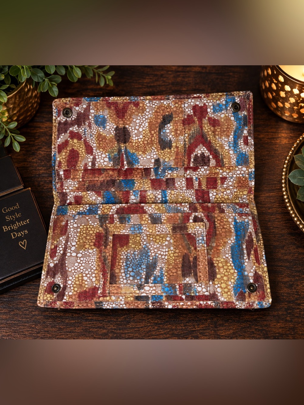 HOBO International Multicolor Abstract Leather Wallet #38
